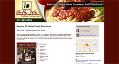 Desktop Screenshot of bellavitarestaurant.net